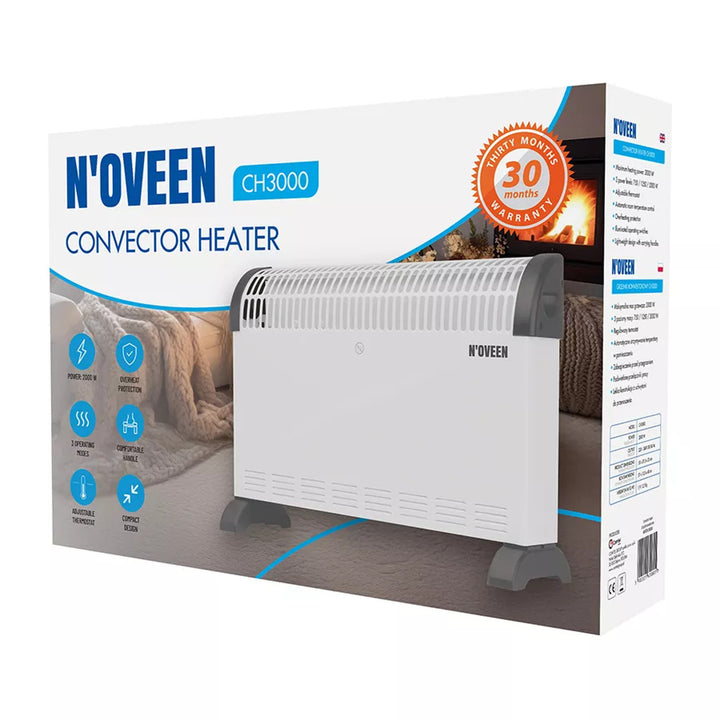 Konvektorheizung, elektrisch, 2000 W, Thermostat, weiß, Noveen
