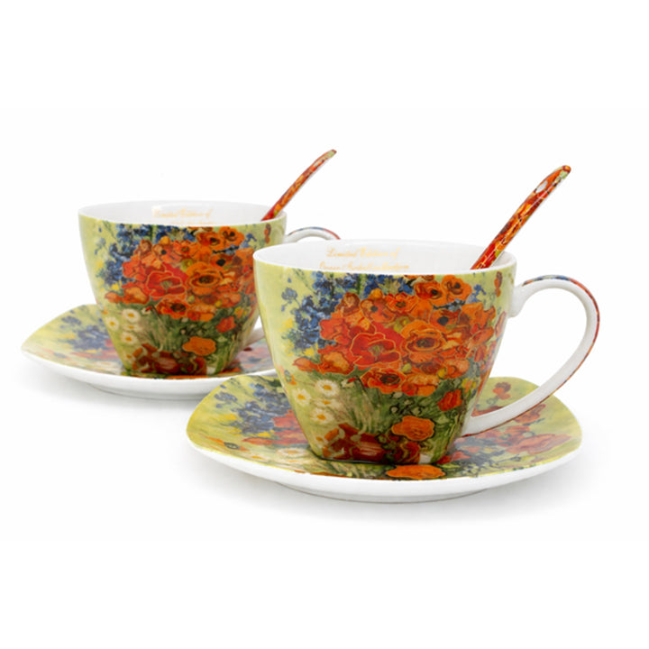 Porzellantassen „Van Gogh Mohnblumen“, 2 × 250 ml, 2er-Set, Queen Isabell