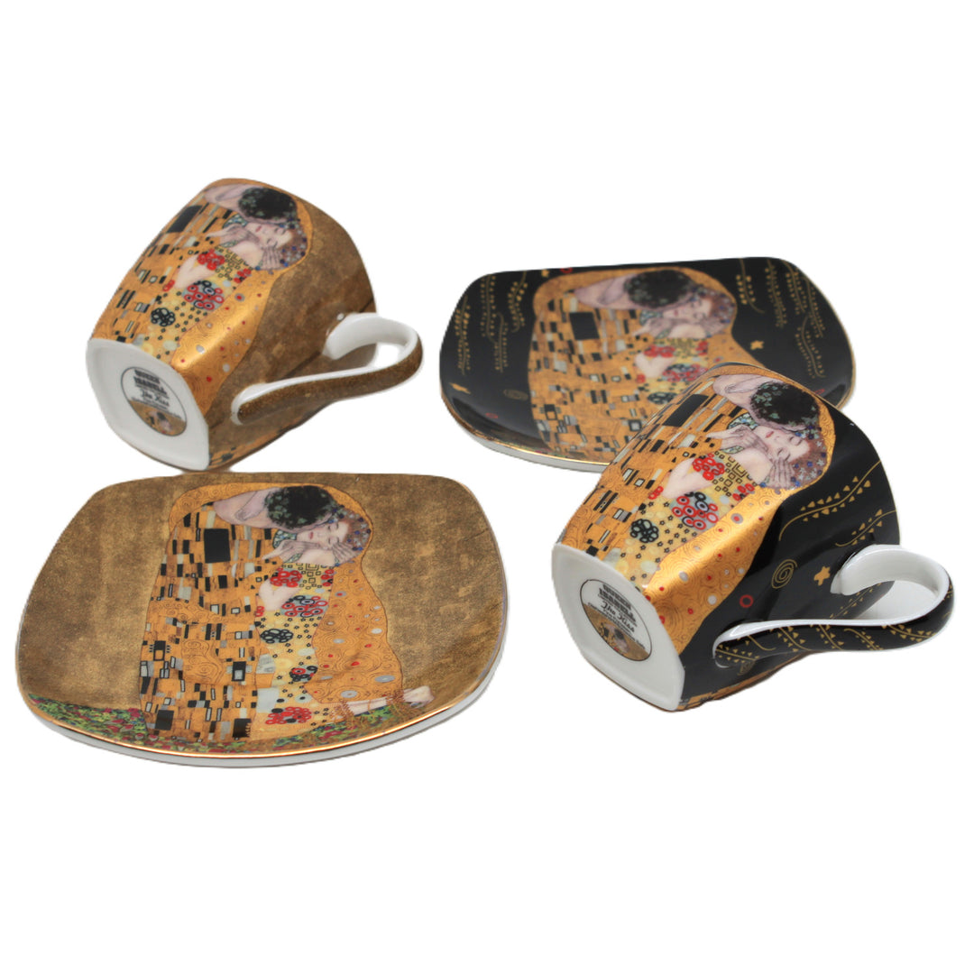 Porzellan-Espressotassen „Klimt – Der Kuss“, 2 x 100 ml, Queen Isabell