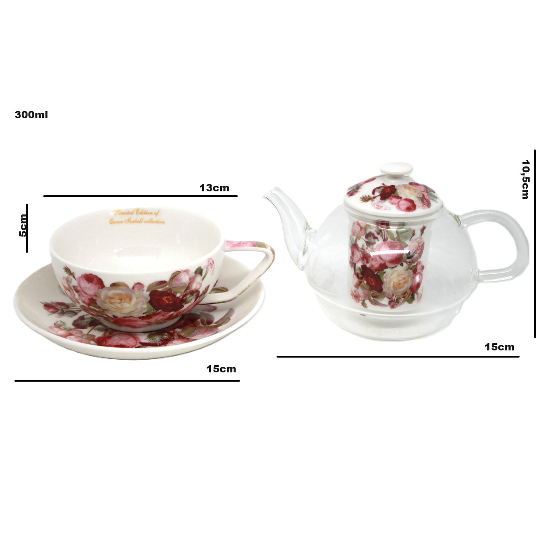 Teeservice „Rosen“, Tasse und Kanne (Tea for One) Queen Isabell