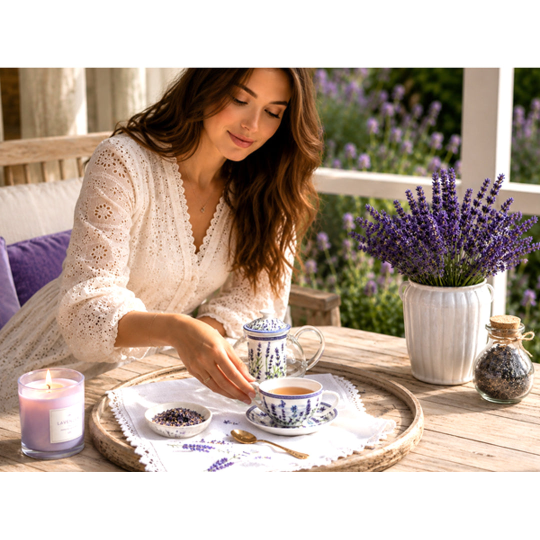 Teeservice „Lavendel“, Tasse und Kanne (Tea for One) von Queen Isabell