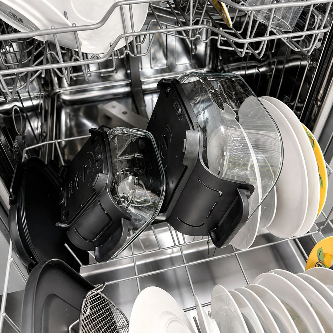 Fettfreie Heißluftfritteuse LOVIO PureFry Ultra Crisp LVAF003BK 4 l + 1,5 l, 1550 W, schwarz, mit Glasbehältern