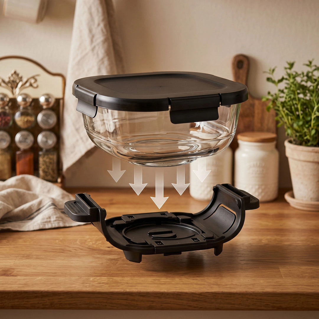 Fettfreie Heißluftfritteuse LOVIO PureFry Ultra Crisp LVAF003BK 4 l + 1,5 l, 1550 W, schwarz, mit Glasbehältern