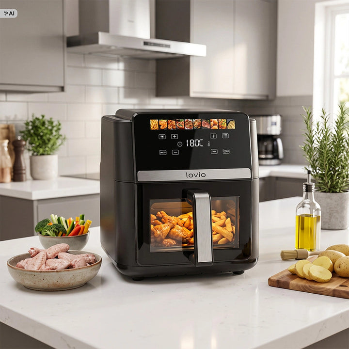 Ölfreie Heißluftfritteuse LOVIO DualHeat XXL Ceramic LVAF004BK 9 l, 2000 W, schwarz