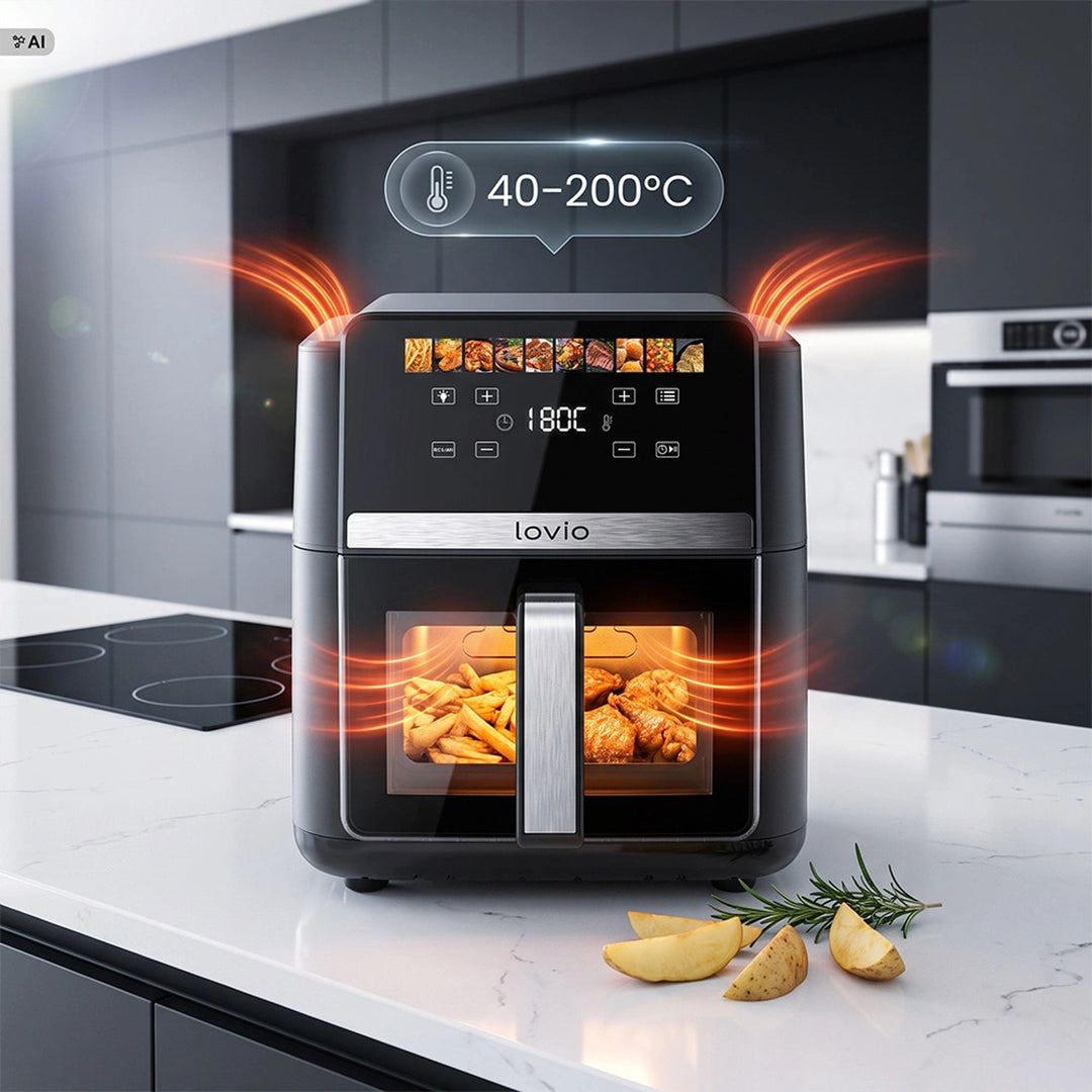 Ölfreie Heißluftfritteuse LOVIO DualHeat XXL Ceramic LVAF004BK 9 l, 2000 W, schwarz