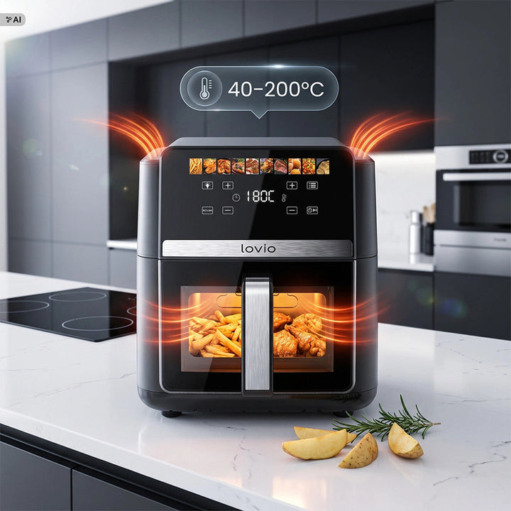 Ölfreie Heißluftfritteuse LOVIO DualHeat XXL Ceramic LVAF004BK 9 l, 2000 W, schwarz