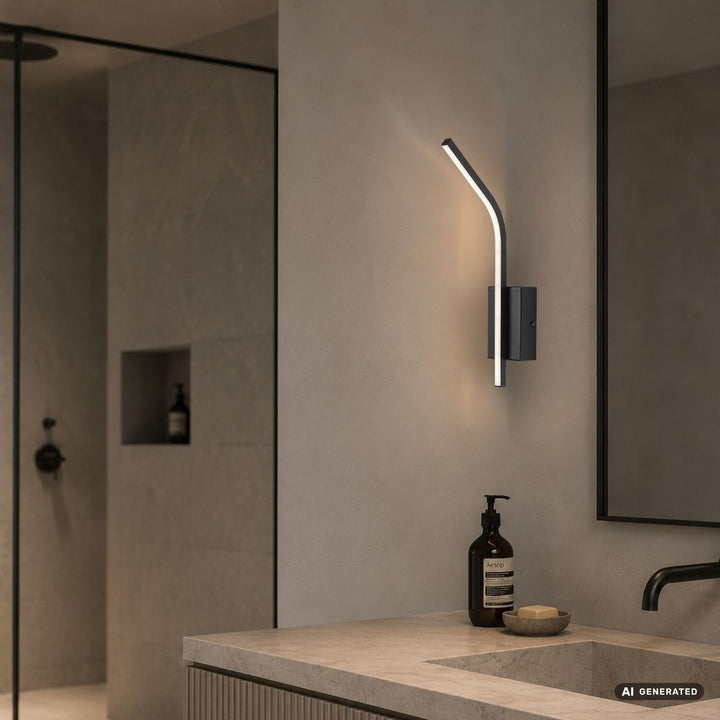 Innenwandleuchte Tilmann, schwarz, LED 10 W, 550 lm, 4000 K, H 36 cm, IP44, Touch-Bedienung, 75088