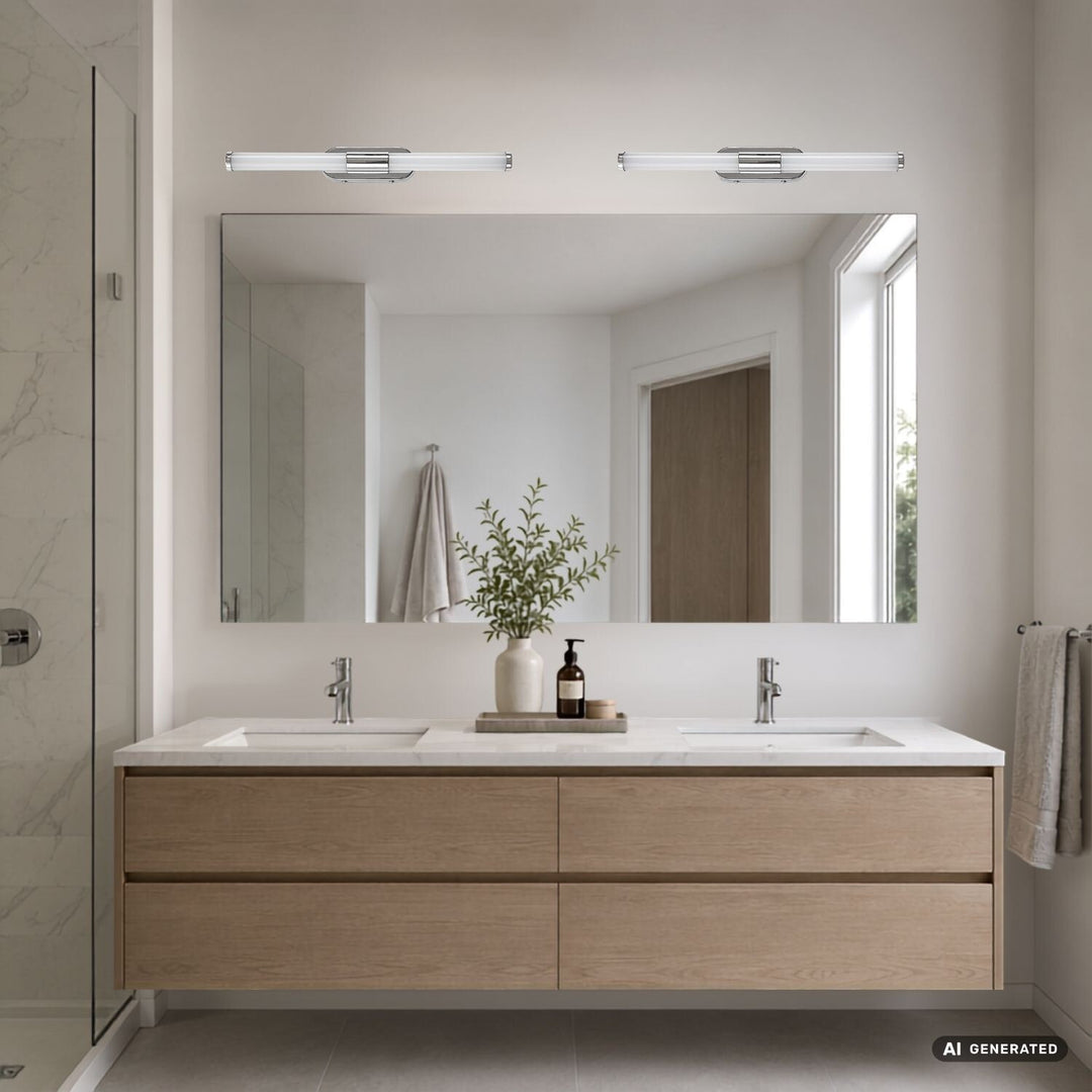Innenwandleuchte Tenebra, LED 6 W, 730 lm, 4000 K, L 40 cm, IP44, Chrom, 75094