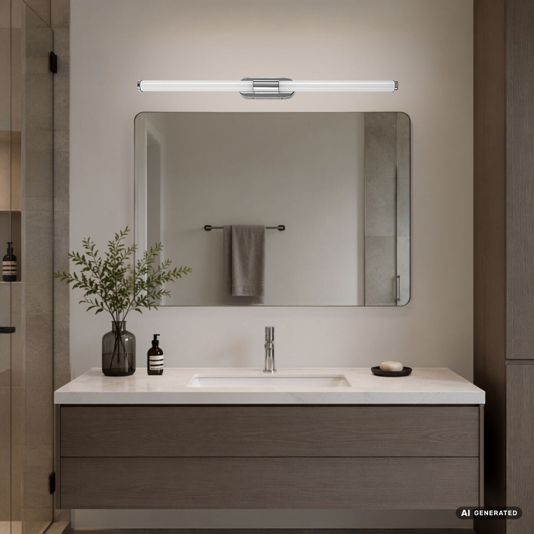 Innenwandleuchte Tenebra, LED 8 W, 1000 lm, 4000 K, L 60 cm, IP44, Chrom, 75095