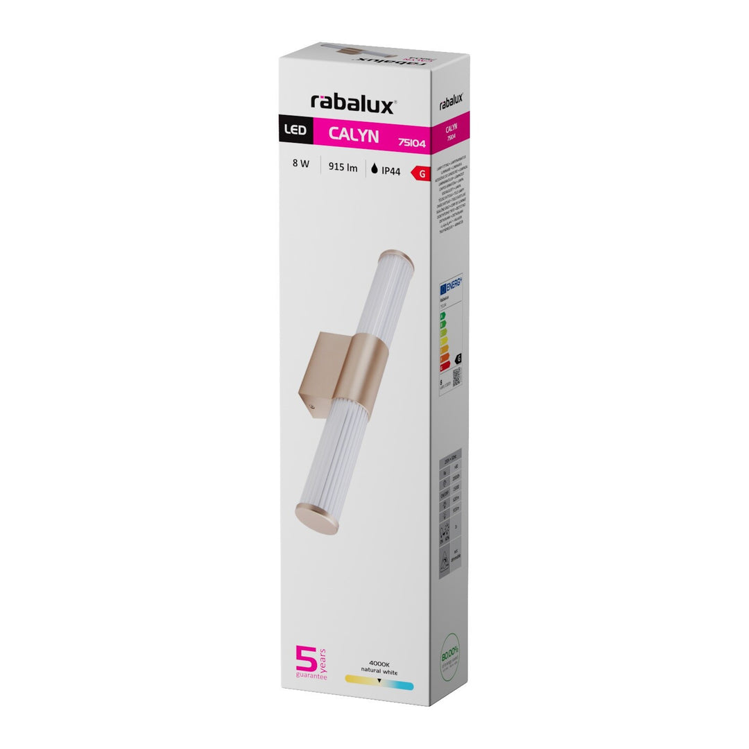 Badezimmer-Wandleuchte, Calyn, LED 8 W, 4000 K, 620 lm, L 40 cm, goldfarben, IP44, 75104