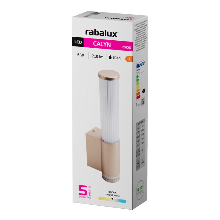 Badezimmer-Wandleuchte, Calyn, LED 6 W, 4000 K, 530 lm, H 29 cm, goldfarben, IP44, 75106