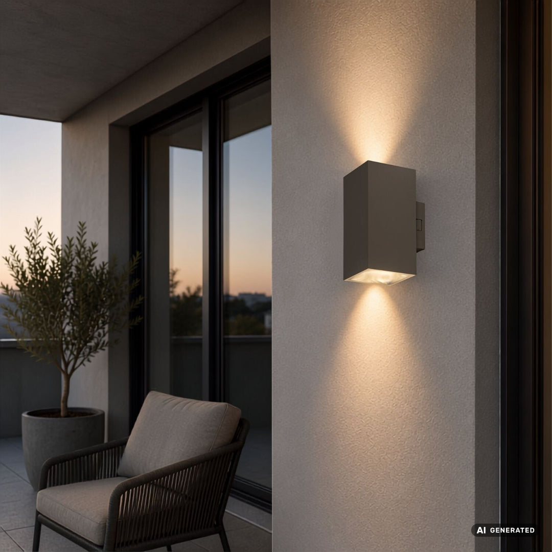 Außenwandleuchte, Urfa, LED 18 W, 1800 lm, Farbtemperatur 2700, 4000, 6500 K, H 16 cm, IP65, grau-beige, 77215