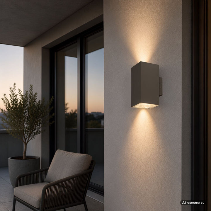 Außenwandleuchte, Urfa, LED 18 W, 1800 lm, Farbtemperatur 2700, 4000, 6500 K, H 16 cm, IP65, grau-beige, 77215
