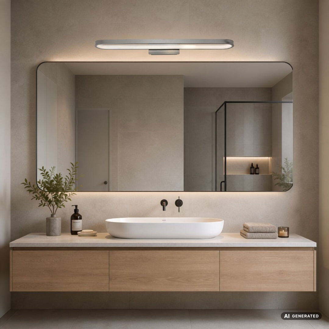Badezimmer-Wandleuchte, Odran, LED 18 W, 1350 lm, 4000 K, L 60 cm, Gunmetal, IP44, 75115