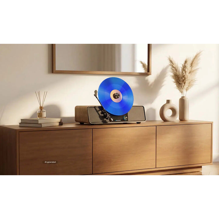 Blaupunkt Automatik-Plattenspieler, vertikal, BT, USB, Audio-Technica-Tonabnehmer, für 7"- und 12"-Platten, Varsovia VT200BT