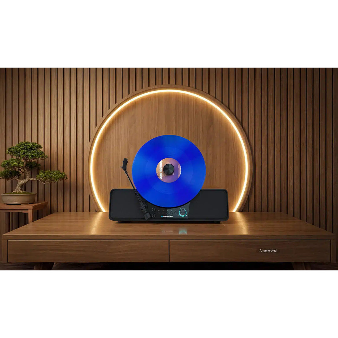 Blaupunkt Automatik-Plattenspieler, vertikal, BT, USB, Audio-Technica-Tonabnehmer, für 7"- und 12"-Platten, Varsovia VT200BT