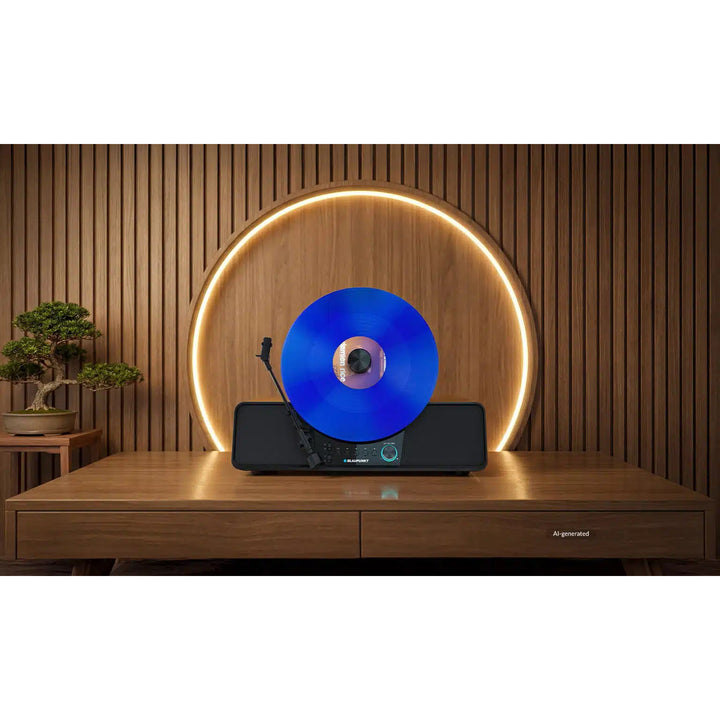Blaupunkt Automatik-Plattenspieler, vertikal, BT, USB, Audio-Technica-Tonabnehmer, für 7"- und 12"-Platten, Varsovia VT200BT