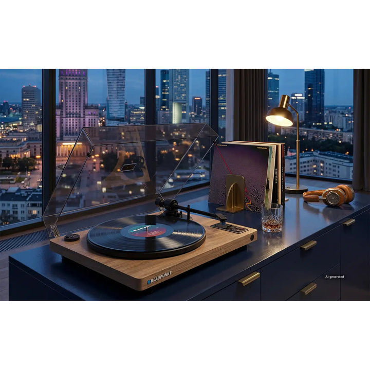 Blaupunkt Automatik-Plattenspieler, BT, USB, Audio-Technica-Tonabnehmer, für 7"- und 12"-Platten, Varsovia AT100BT