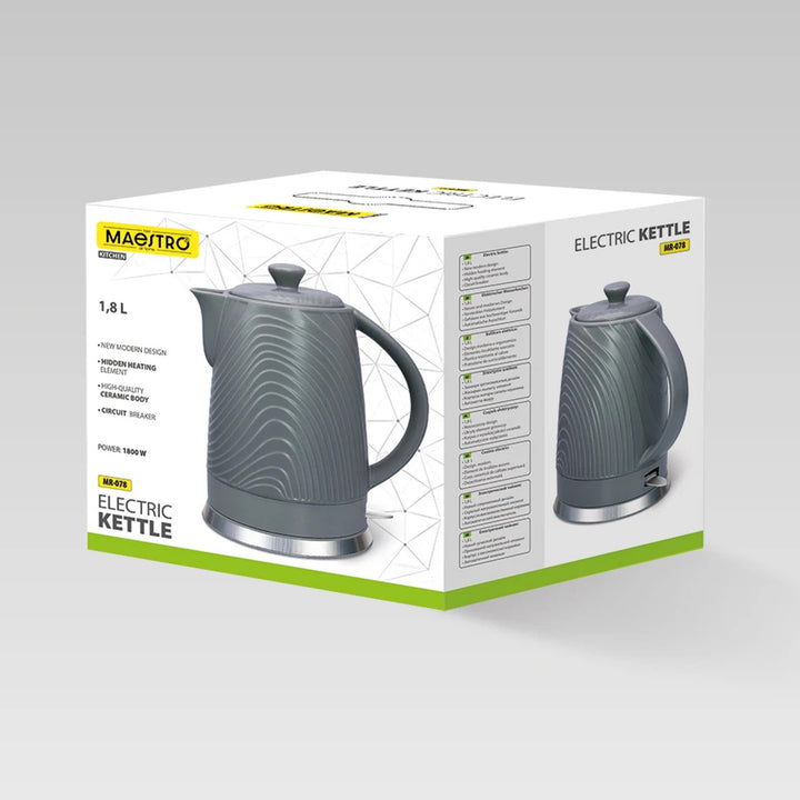 Maestro-Wasserkocher, Fassungsvermögen 1,8 l, Leistung 1800 W, Warmhaltefunktion, Anti-Calc-Filter, MR-078