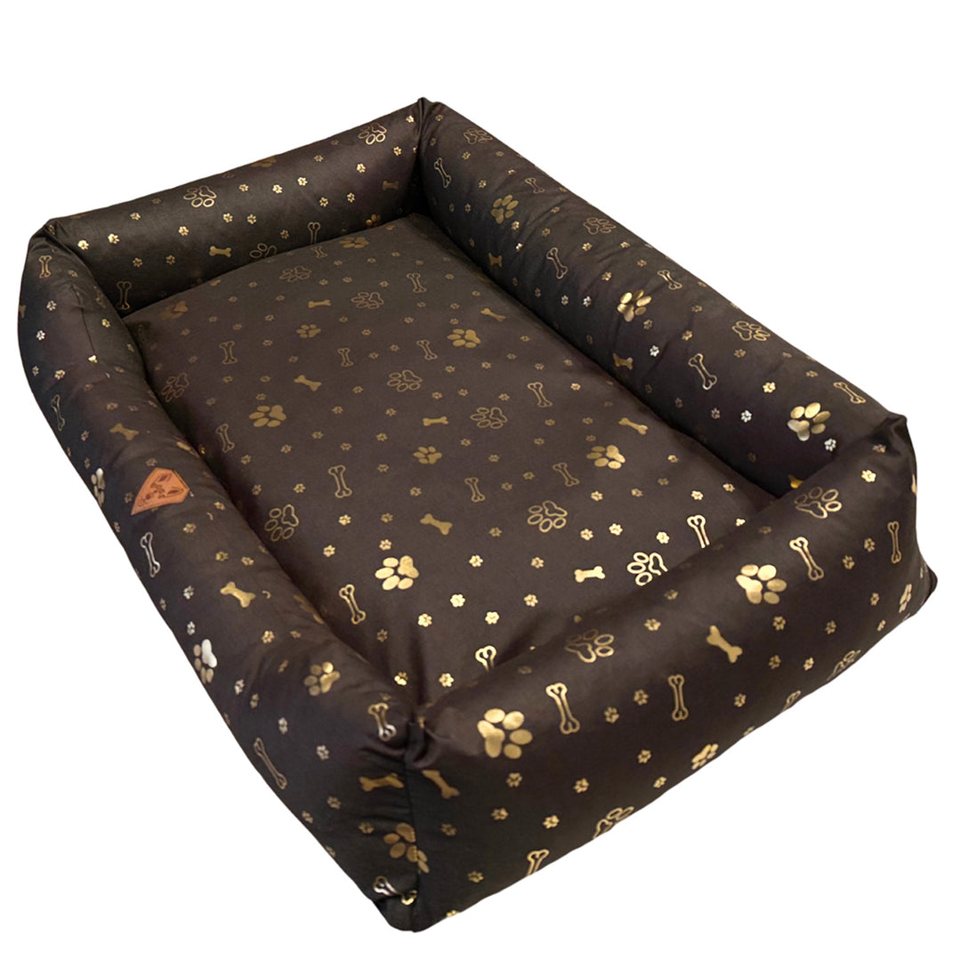 Hundebett, 100 x 75, wasserfest, goldene Knochen, zerlegbar, Dogs4life