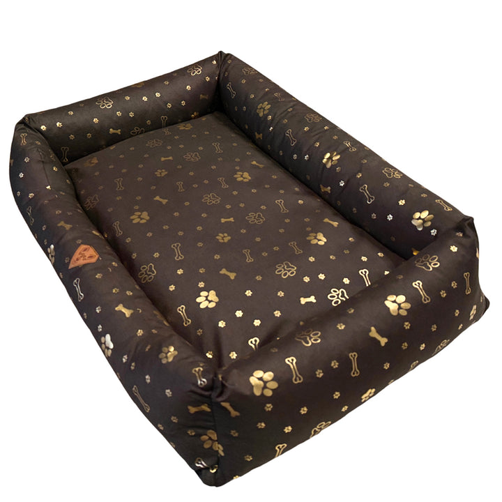 Hundebett, 100 x 75, wasserfest, goldene Knochen, zerlegbar, Dogs4life