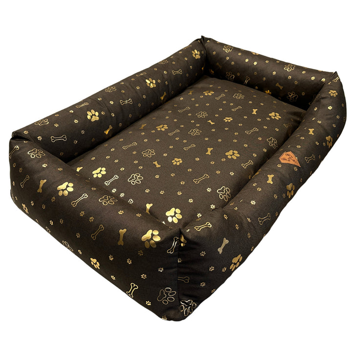 Hundebett, 100 x 75, wasserfest, goldene Knochen, zerlegbar, Dogs4life