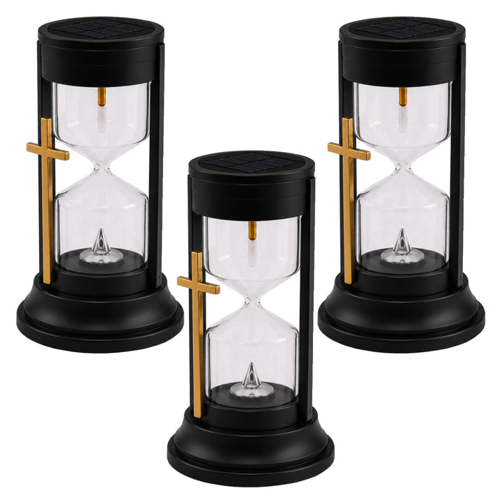 Solar-Grabkerze, „Sanduhr der Ewigkeit“, LED 0,08 W, Betriebsdauer 20.000 h, maximale Leuchtkraft 3 lm, 77199, Znicz-lux, 3 Stück