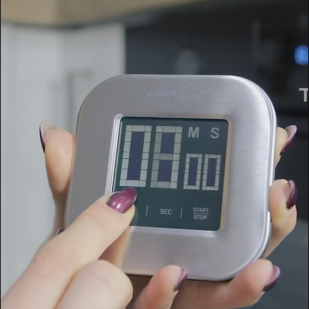 Digitaler Touchscreen Timer Countdown Stoppuhr Magnet Rückseite + Ständer GreenBlue