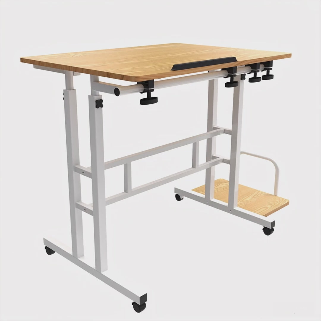 Mobiler Laptop-Tisch Maclean, weiß, Platte 80x60cm, 50kg max, Höhenverstellung 67-115cm , MC-124 W