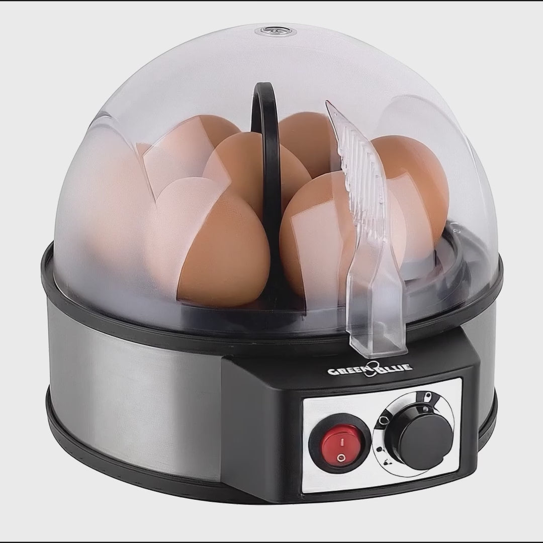 GreenBlue automatischer Eierkocher, Leistung 400W, bis zu 7 Eier, Messbecher, 220-240V~, 50 Hz, GB573