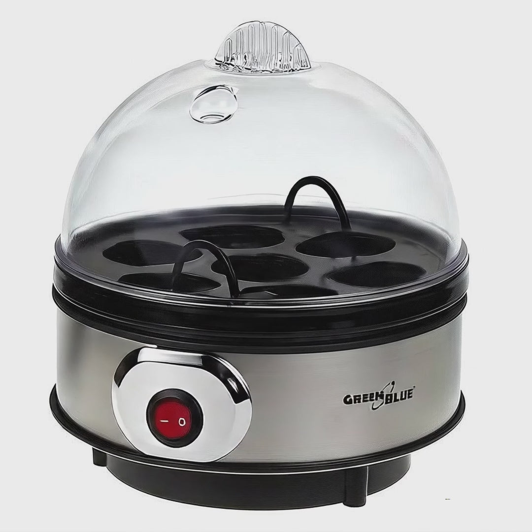 GreenBlue automatischer Eierkocher, Leistung 400W, bis zu 7 Eier, Messbecher, 220-240V~, 50 Hz, GB572