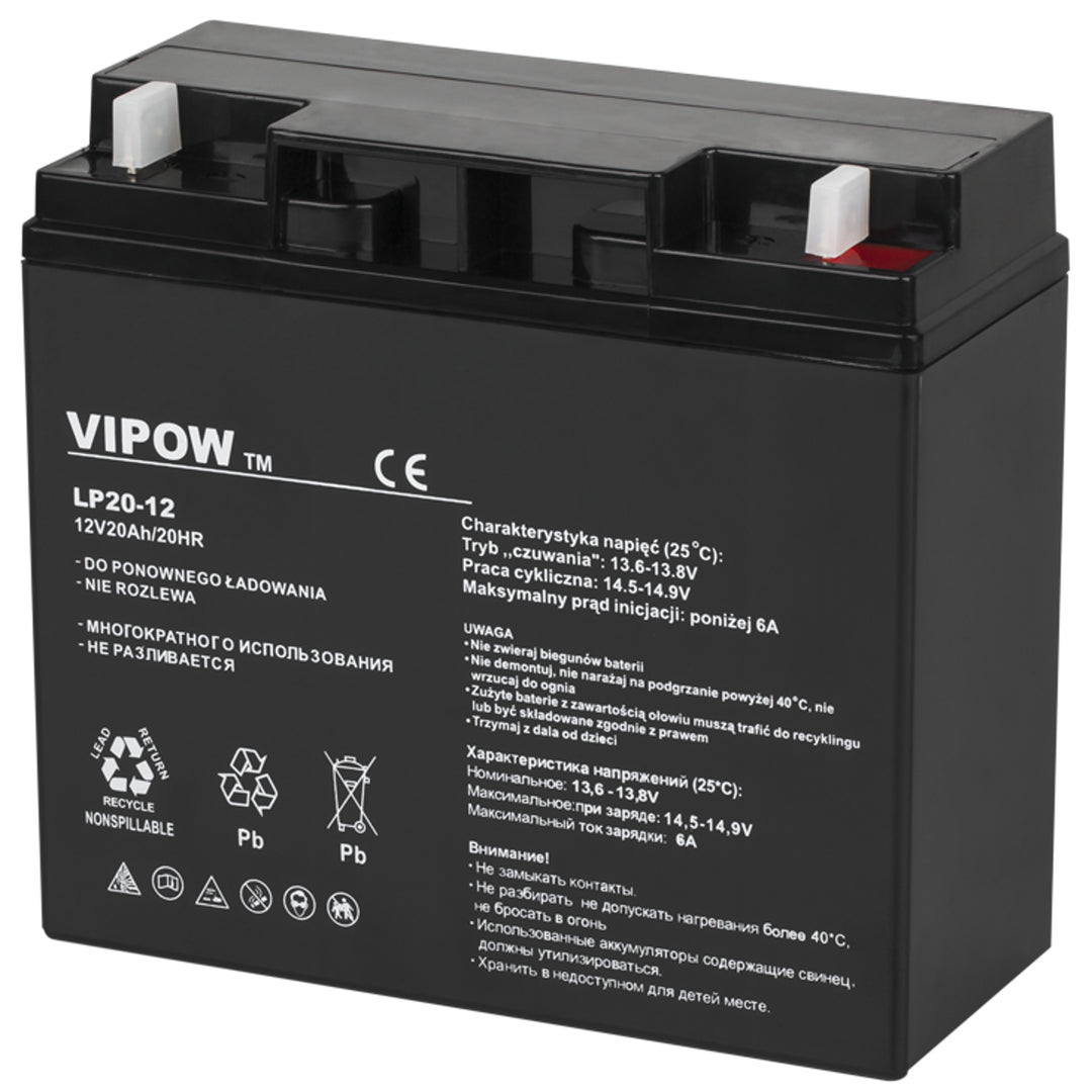 Wartungsfreie Vipow 12V 20Ah Gel-Batterie Abmessungen 181 x 77 x 167 mm