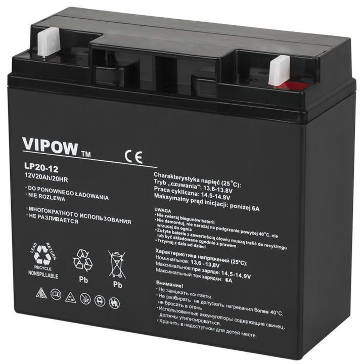 Wartungsfreie Vipow 12V 20Ah Gel-Batterie Abmessungen 181 x 77 x 167 mm