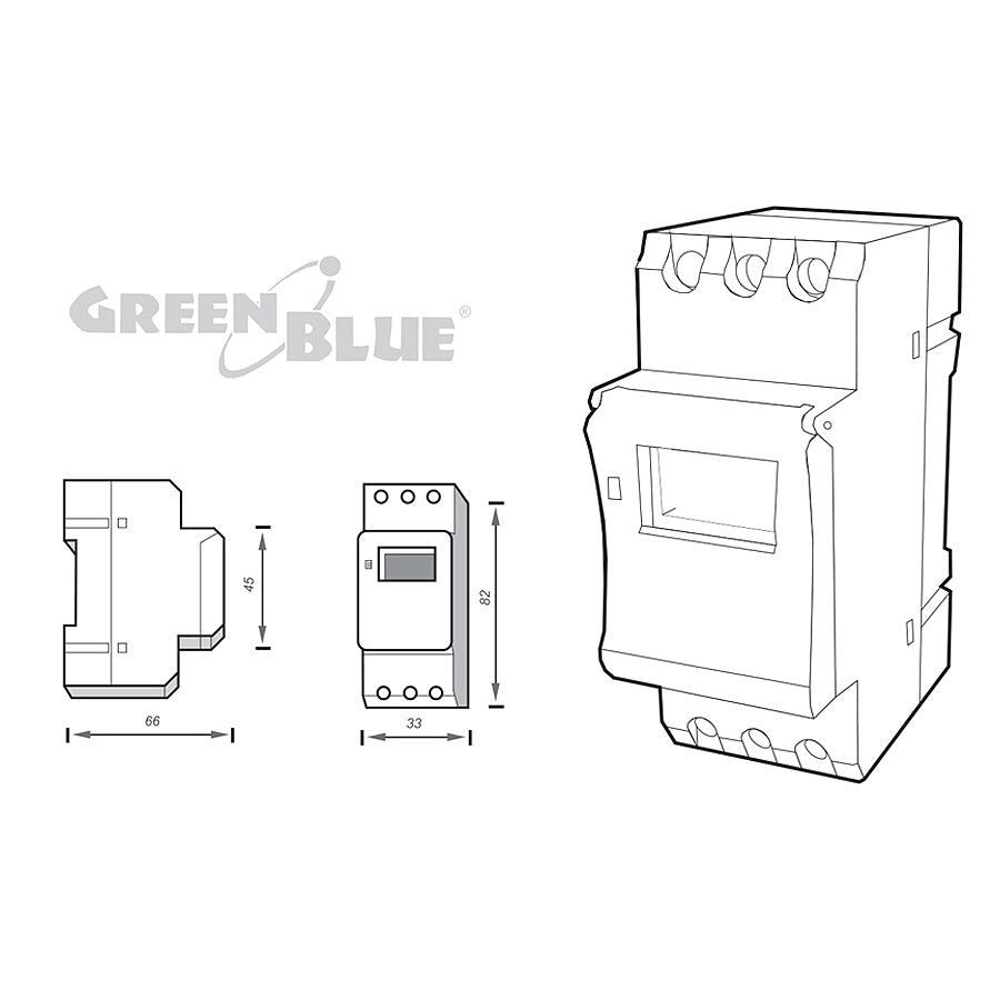 Digitale Zeitschaltuhr für DIN-Schiene GreenBlue GB104 16 Programme max 240 Programme