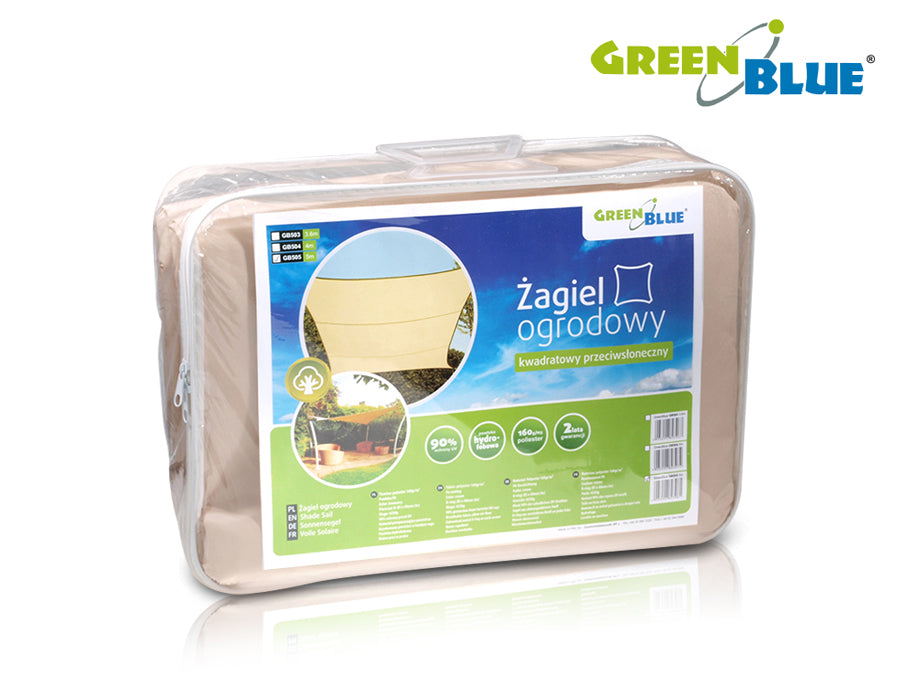 UV-Polyester-Gartensegel 3,6m quadratisch GreenBlue GB503 creme