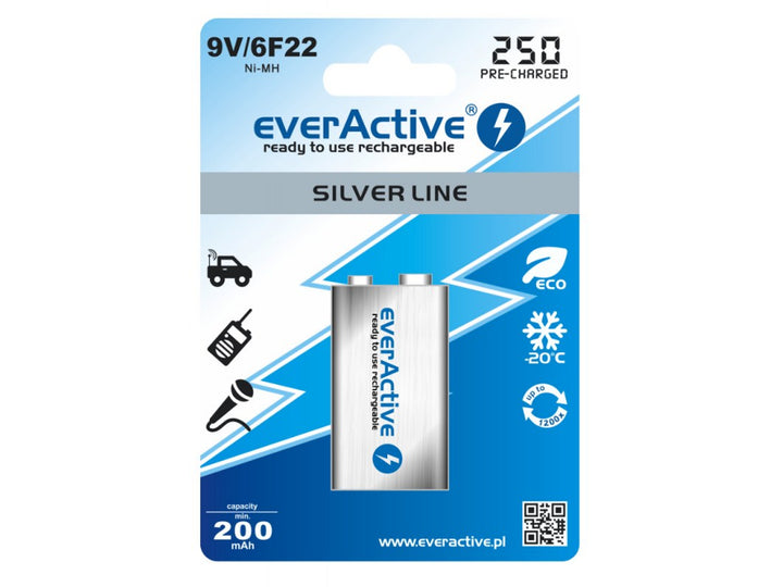 1 Stück everActive Professional Line 9V Ni-MH Block 320 mAh Akku wiederaufladbar 1 Blisterkarte
