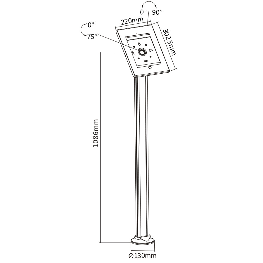 Tablet Bodenständer MC-678 iPad 2/3/4/Air/Air2 Anti-Diebstahl