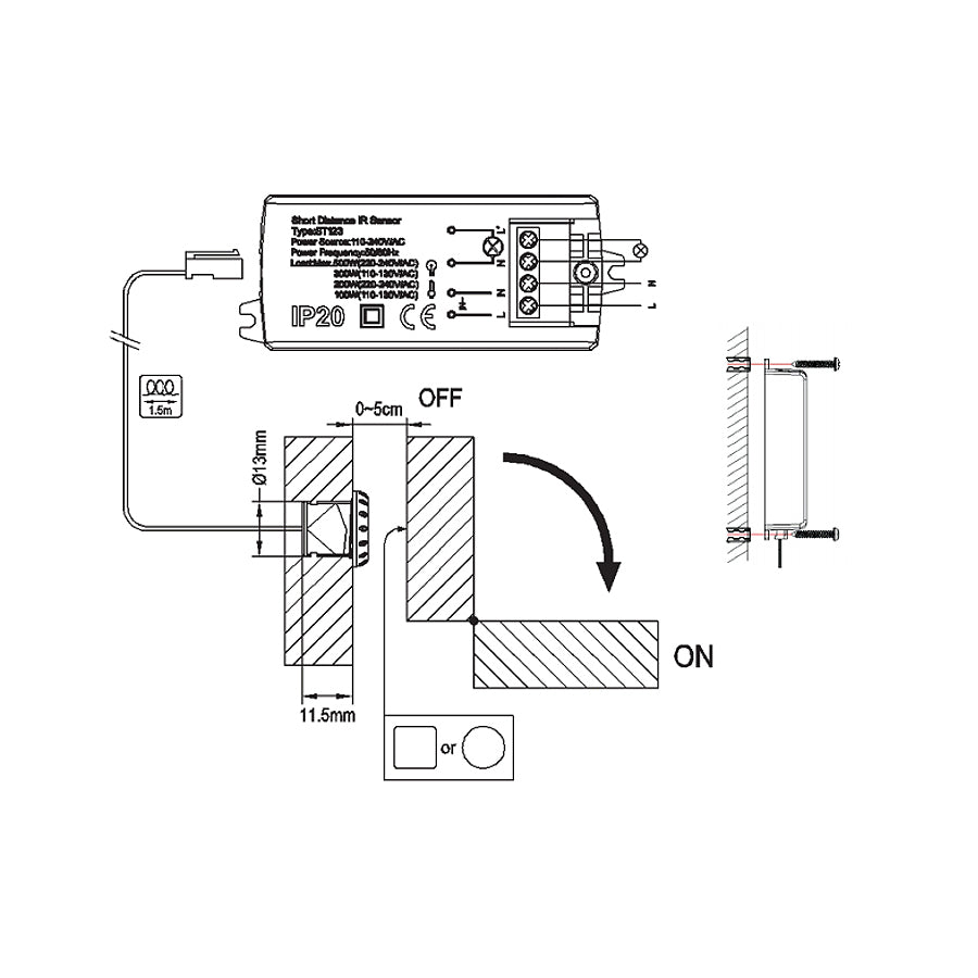 Infrarot-PIR-Sensor zur Erkennung der Türbewegung von Maclean MCE135