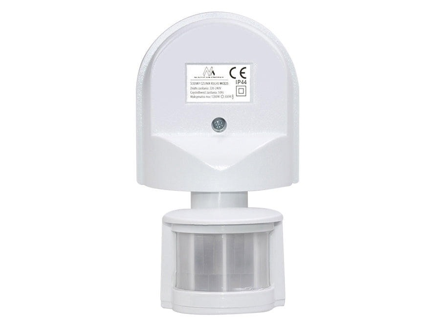 Maclean Wandmontierter Bewegungs- und Dämmerungssensor, 180°, max. 1200W, weiß, MCE25 W