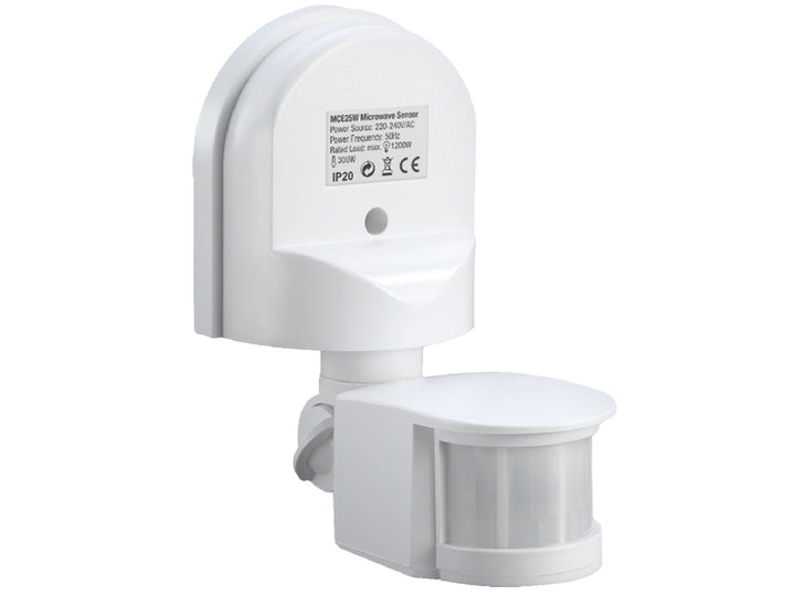 Maclean Wandmontierter Bewegungs- und Dämmerungssensor, 180°, max. 1200W, weiß, MCE25 W