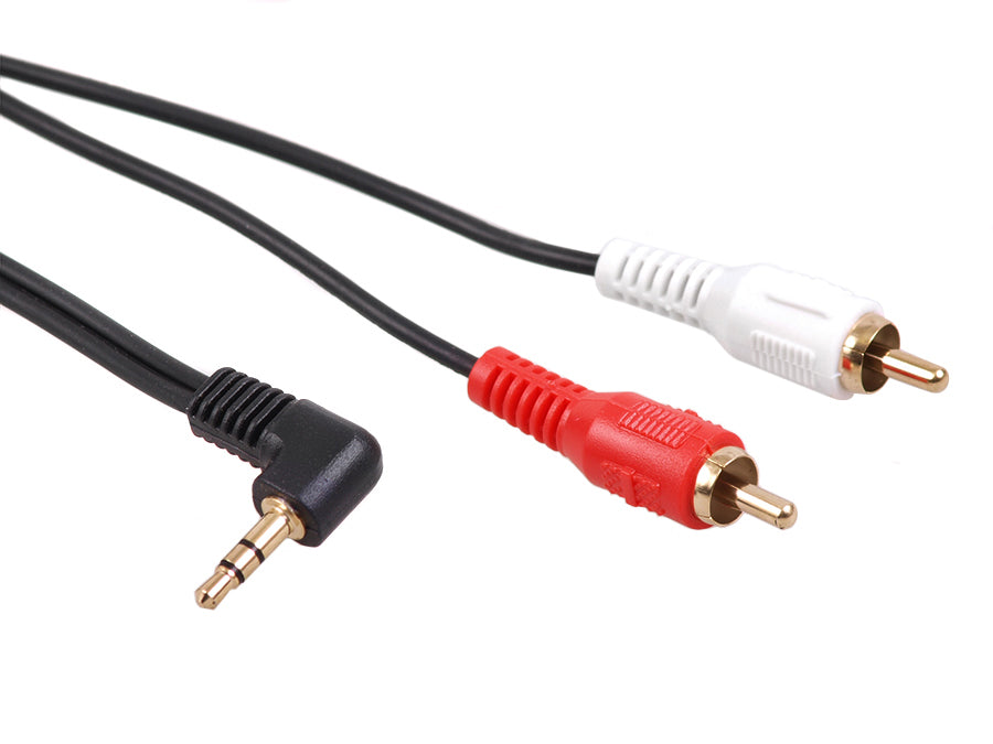 Maclean gewinkeltes Miniklinkenkabel 3,5mm, 2RCA, 3m, schwarz, MCTV-825