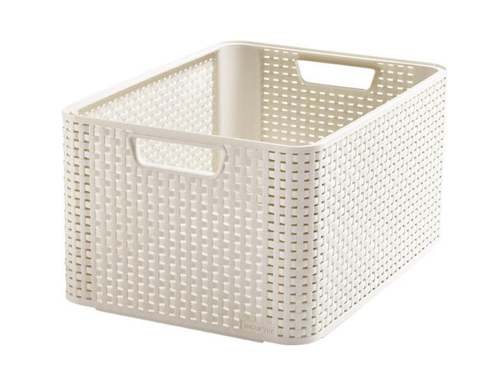 Curver Korb, Mehrzweck, mit Deckel, creme, Rattan Style L