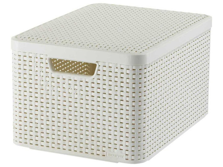 Curver Korb, Mehrzweck, mit Deckel, creme, Rattan Style L