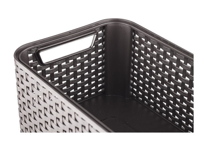 Curver Korb, vielseitig einsetzbar, mit Deckel, dunkelbraun, Rattan Style L