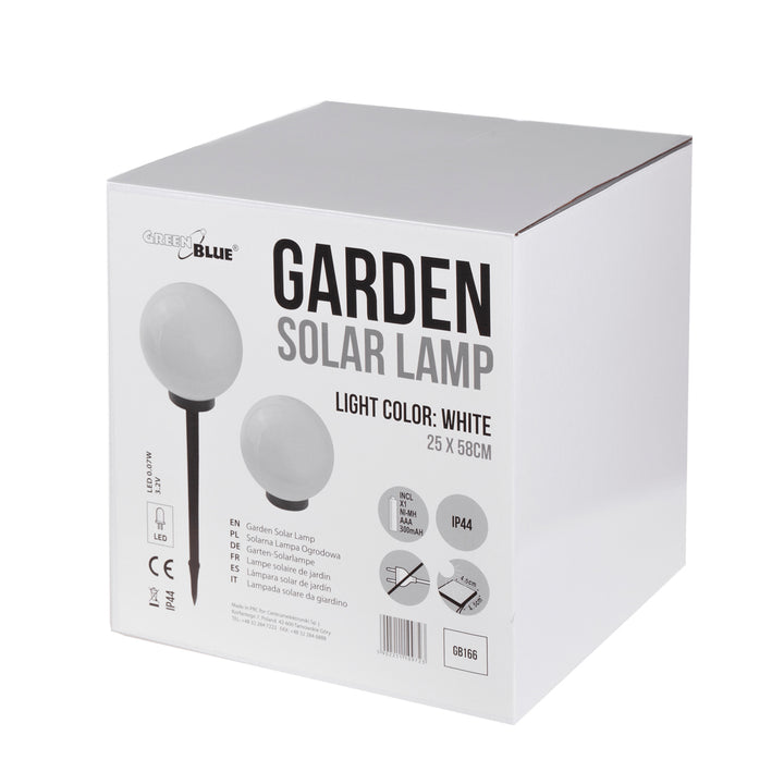Solar LED Gartenlampe Große Kugel GB166 25x25x58cm, weiß
