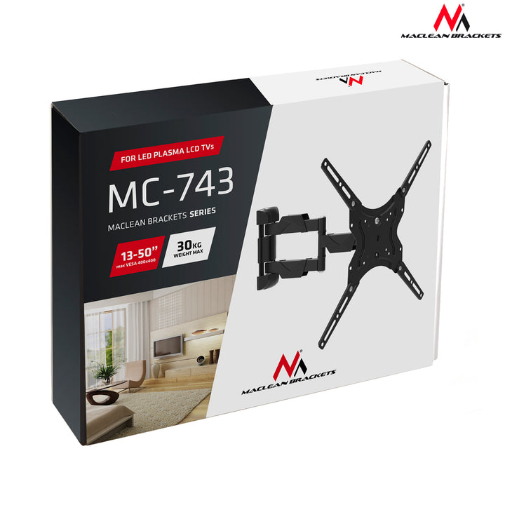 Maclean MC-743 TV Wandhalterung 13-65" 30kg OLED QLED LCD LED Monitor Plasma Universal TV Halterung Halter Wandhalter Max. VESA 400x400
