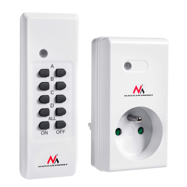 Maclean MCE151 Innensteckdose, die mit einer Fernbedienung gesteuert wird. 1 Stk. programmierbar + Fernbedienung + Batterie für Fernbedienung