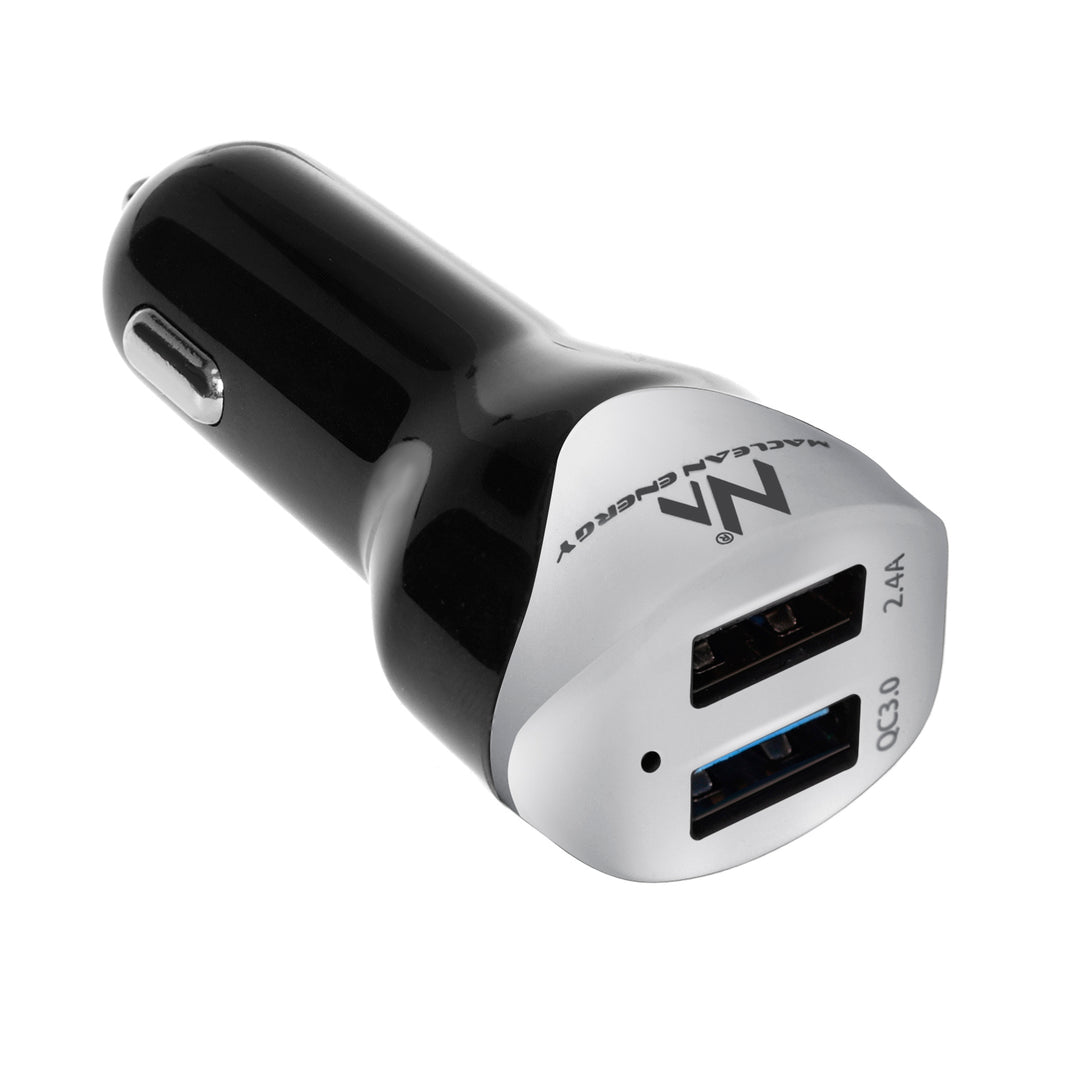 Autoladegerät max4.8A 2xUSB Maclean Energy MCE157 Qualcomm Quick Charge QC 3.0 plus Kabel 1.5m Silber
