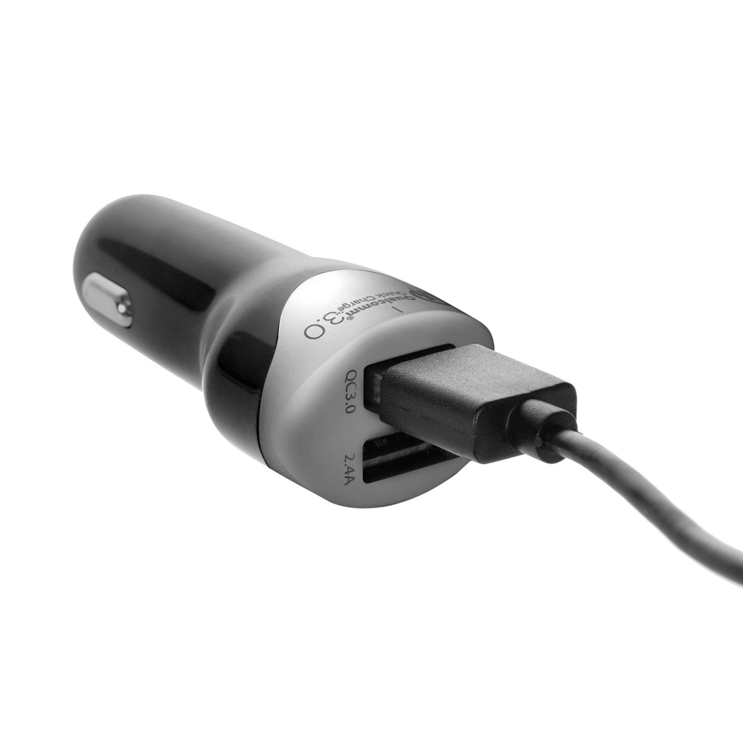 Autoladegerät max4.8A 2xUSB Maclean Energy MCE157 Qualcomm Quick Charge QC 3.0 plus Kabel 1.5m Silber