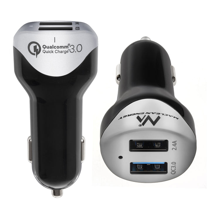 Autoladegerät max4.8A 2xUSB Maclean Energy MCE157 Qualcomm Quick Charge QC 3.0 plus Kabel 1.5m Silber